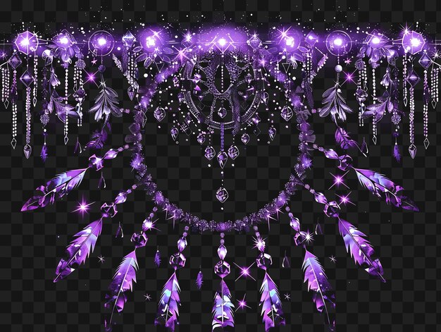 Psd sparkling amethyst crystals arranged in a spiral pattern ame outline collage art frame glass