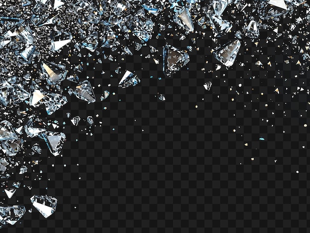 Psd sparkling diamond like crystals scattered en sparse diamond outline collage art frame glass