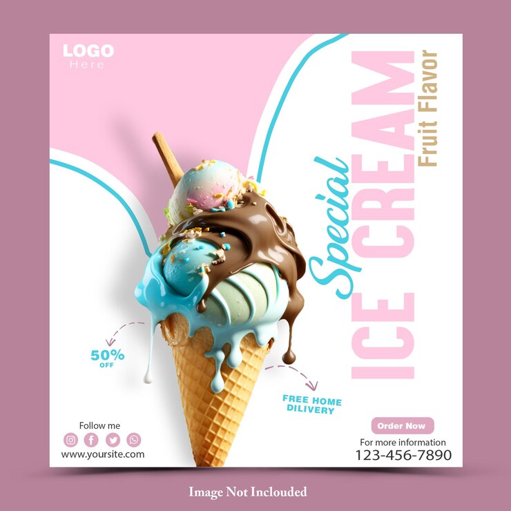 PSD psd special delicious ice cream social media instagram post banner design