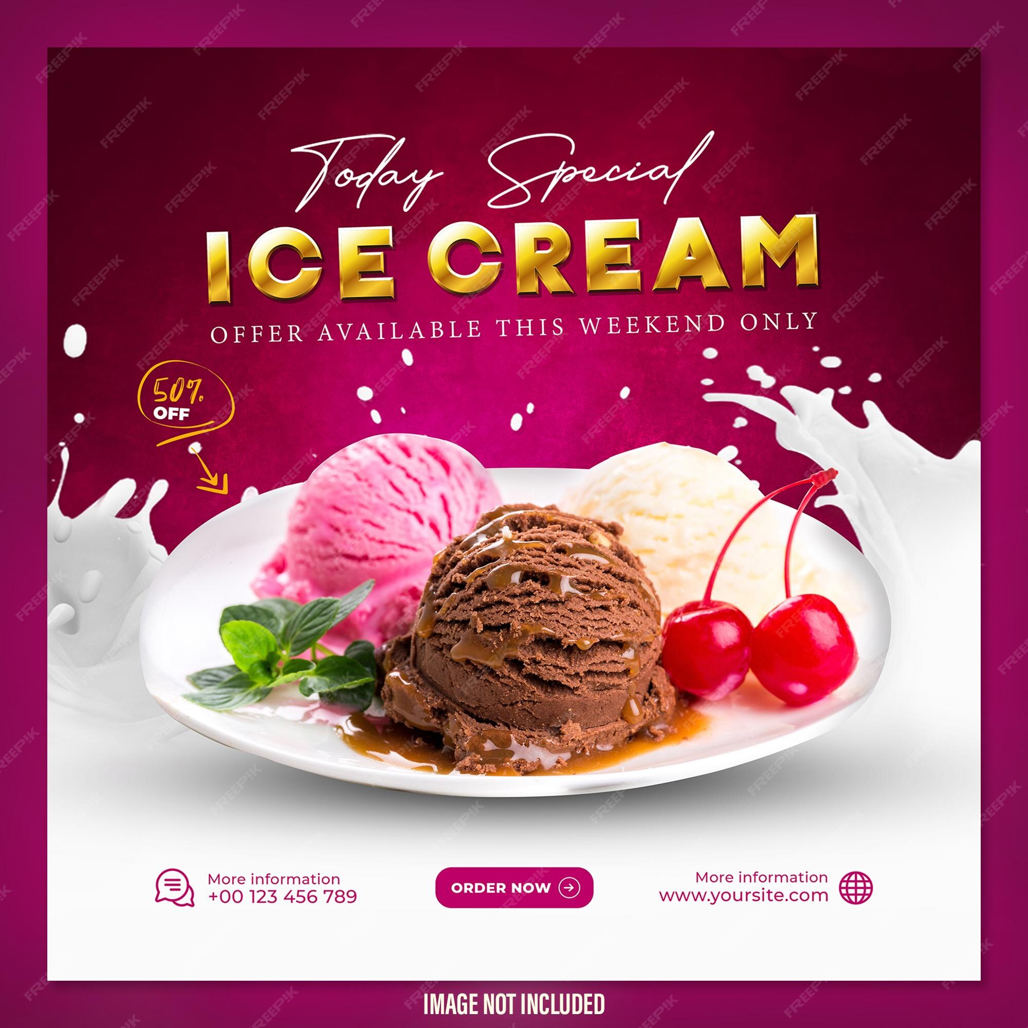 Premium PSD  Delicious dessert ice cream for social media