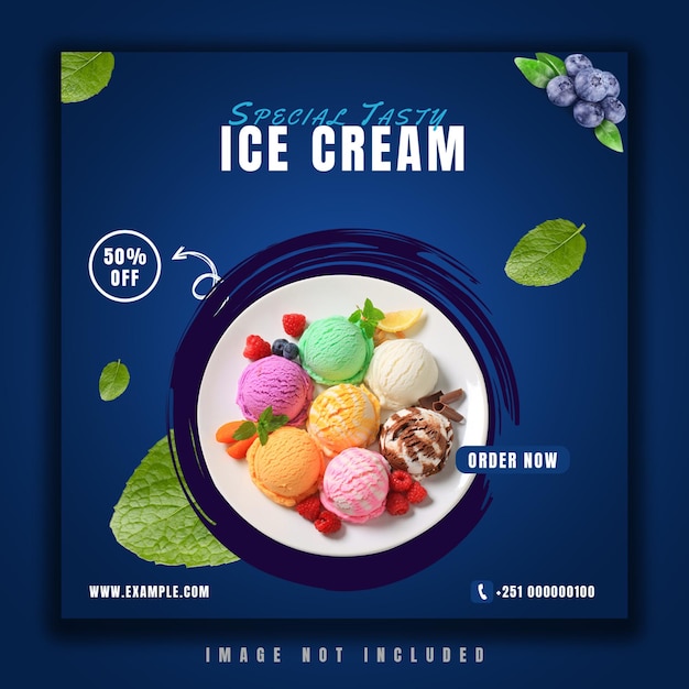 Premium PSD  Delicious dessert ice cream for social media