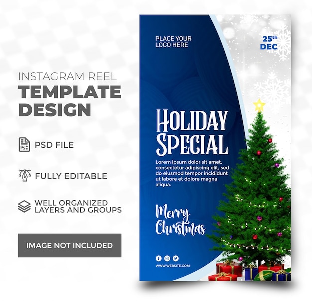 PSD psd special holiday grote verkoop sjabloon voor vrolijke kerstmis instagram reel banner
