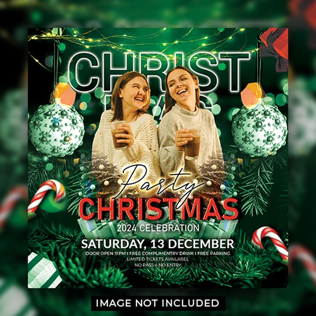 PSD psd special merry christmas party flyer or celebration social media banner template psd