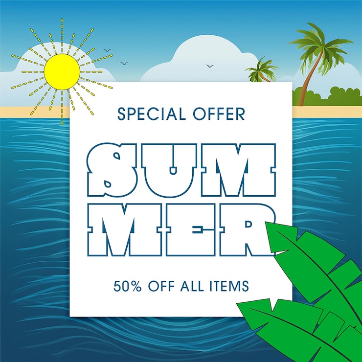 PSD psd special offer on sea background instagram post template