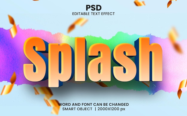 PSD psd スプラッシュ エディテーブル テキスト エフェクト 3d