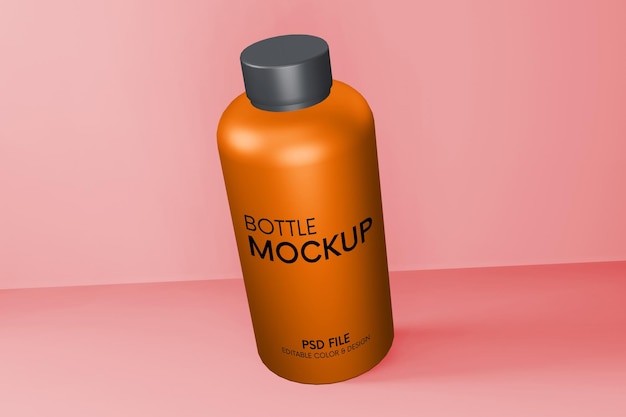 PSD sport bottle mockup in metallic stainless steel