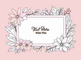 PSD psd saluto di primavera cornice floreale rosa con rettangolo ringraziamento carta sfondo acquerello