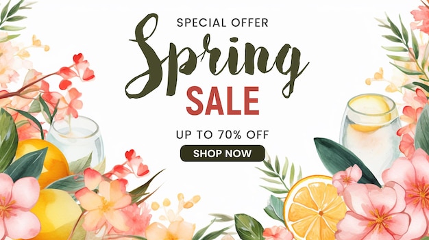 PSD psd spring poster banner discount sale