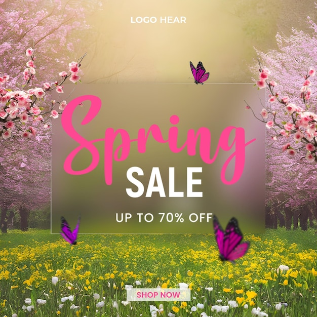 Psd spring sale special offer social media post design template