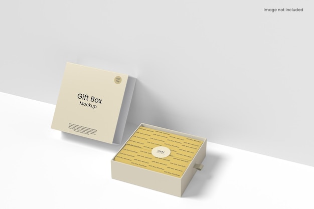 Psd square gift box mockup