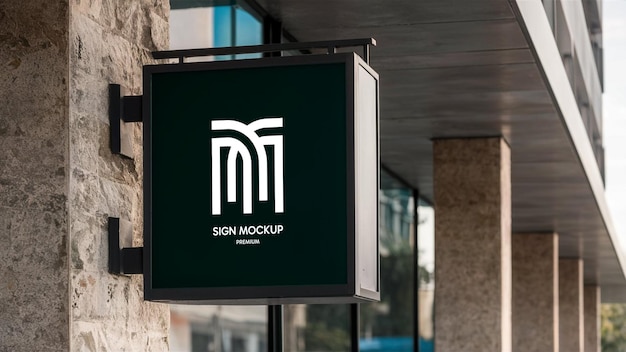 Psd square sign mockup voor het bedrijf