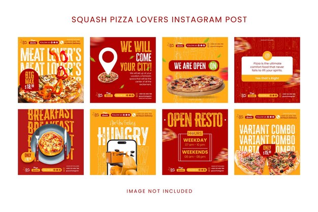 PSD psd squash dla miłośników pizzy instagram post bundle