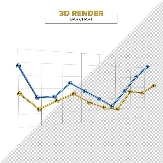 PSD staafdiagram 3d render op transparante achtergrond