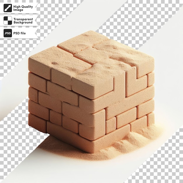 Psd stack of bricks on transparent background with editable mask layer