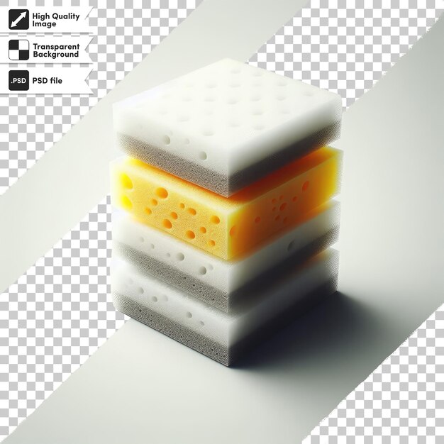 Psd stack of colorful sponges on transparent background