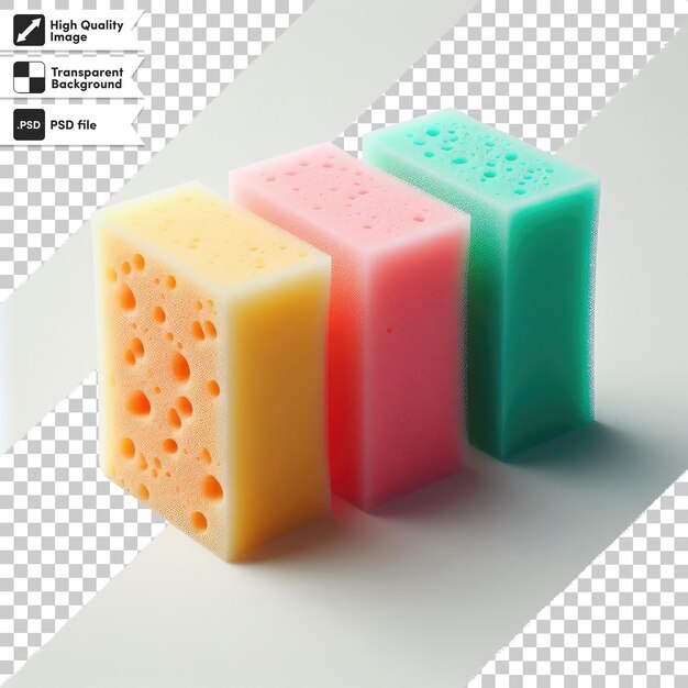 psd stack of colorful sponges on transparent background with editable mask layer