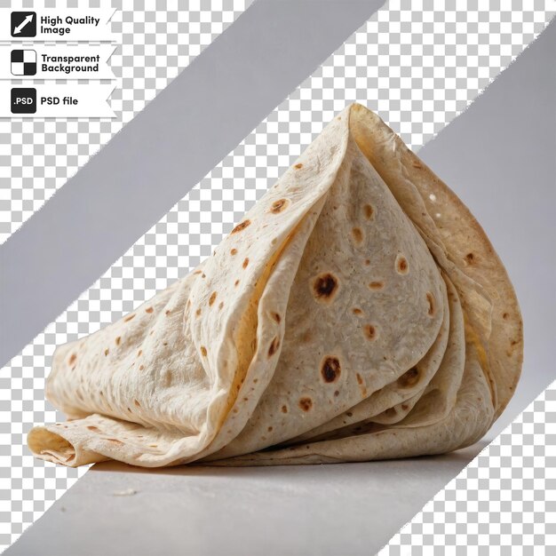 Psd stack of tortilla on transparent background with editable mask layer