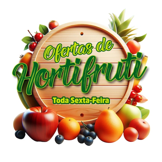 PSD psd марка для hortifruti и супермаркета искусства hortifruti и супермаркета 3d стиля логотипа с редактируемым.