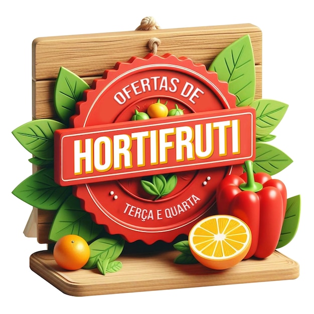PSD psd марка для hortifruti и супермаркета искусства hortifruti и супермаркета 3d стиля логотипа с редактируемым.