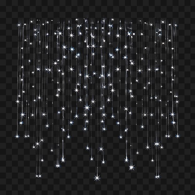 PSD psd of starry led curtain lights with warm white color silver wire collage y2k clipart cyber tech