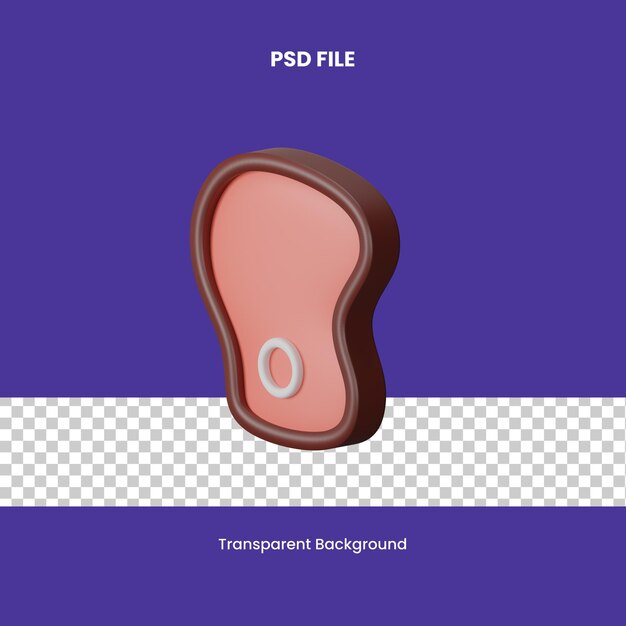 PSD illustrazione dell'icona 3d della bistecca psd