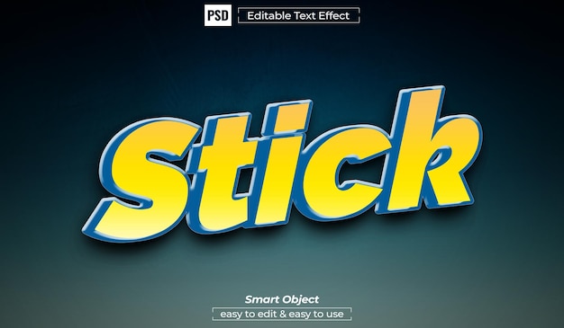 psd stick editable text effect style 3d