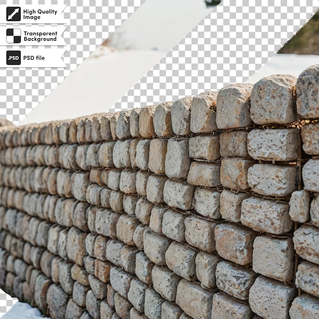 Psd stone wall on transparent background with editable mask laye