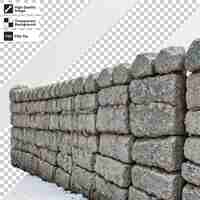 PSD psd stone wall on transparent background with editable mask layer