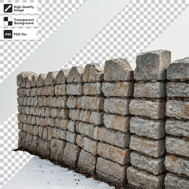 PSD psd stone wall on transparent background with editable mask layer
