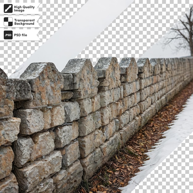 PSD psd stone wall on transparent background with editable mask layer