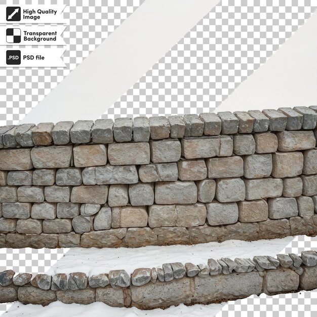 Psd stone wall on transparent background with editable mask layer