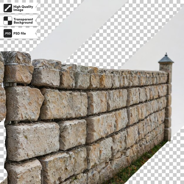 PSD psd stone wall on transparent background with editable mask layer