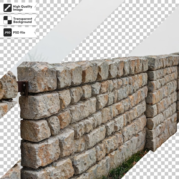 PSD psd stone wall on transparent background with editable mask layer