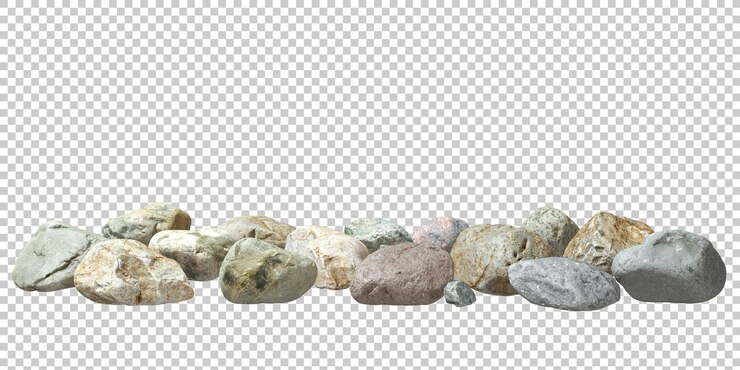PSD psd каменные речные ряды изолированы на прозрачном фоне реалистичный 3d-рендер