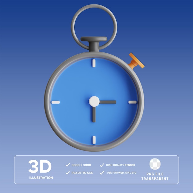 psd stopwatch 3d illustration