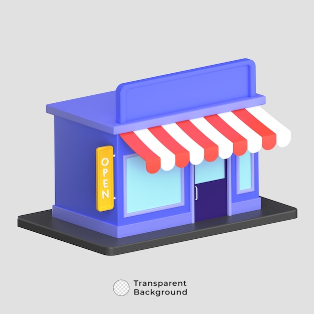 Psd store icon 3d illustration