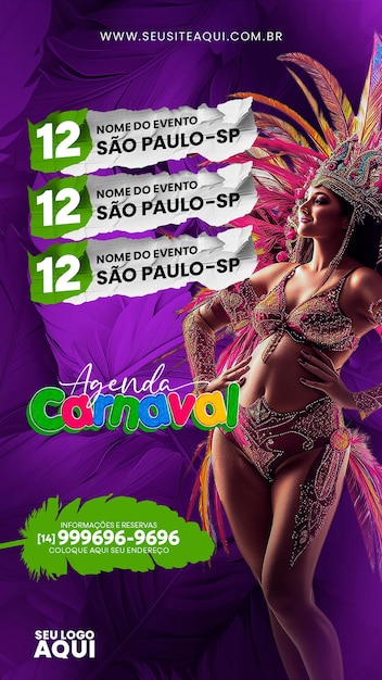 PSD psd story for social media carnival brazil