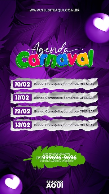 PSD psd story for social media carnival brazil