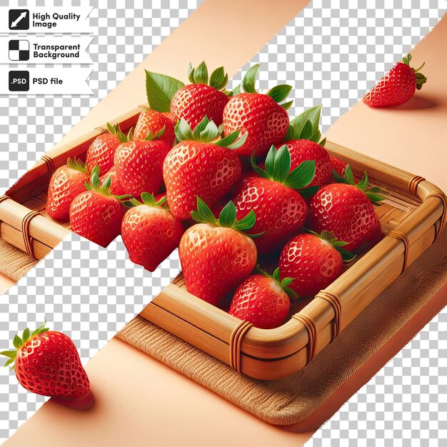 PSD psd strawberries in a box on transparent background