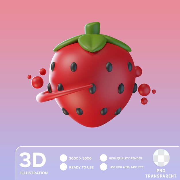 PSD psd strawberry 3d illustration