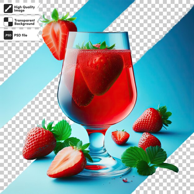 PSD psd strawberry cocktail with strawberry on transparent background