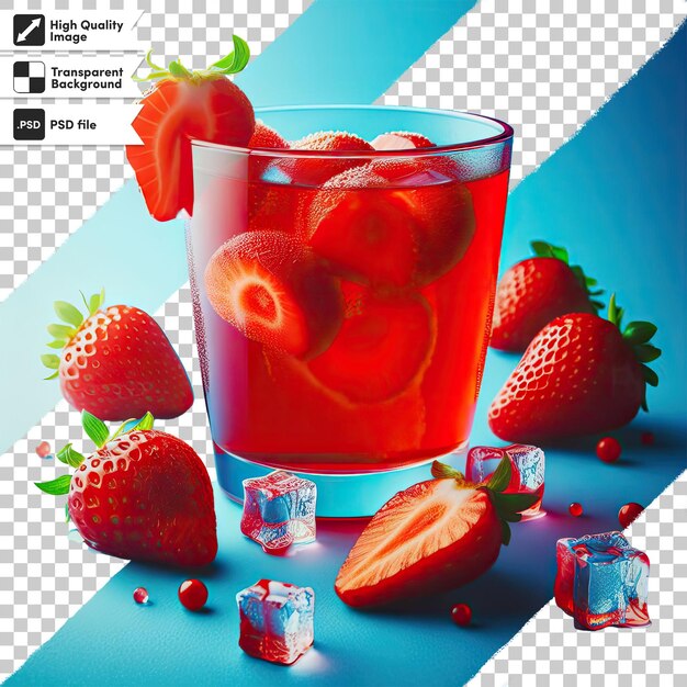 PSD psd strawberry cocktail with strawberry on transparent background