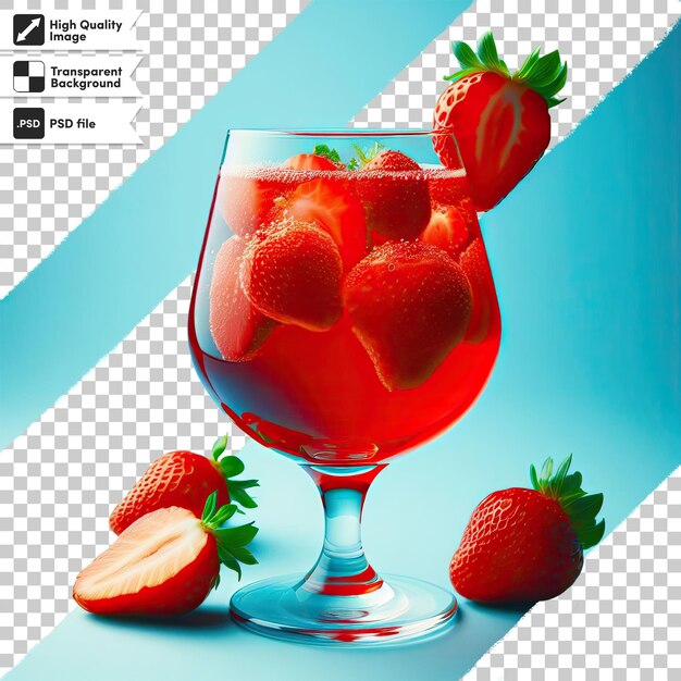 Psd strawberry cocktail with strawberry on transparent background