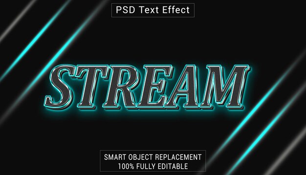 PSD effetto stile di testo del logo psd stream