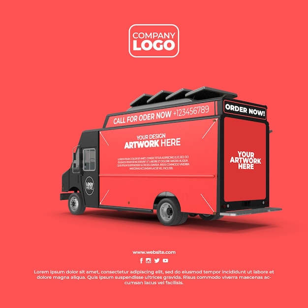 PSD Street Food Truck Mockup with alpha background