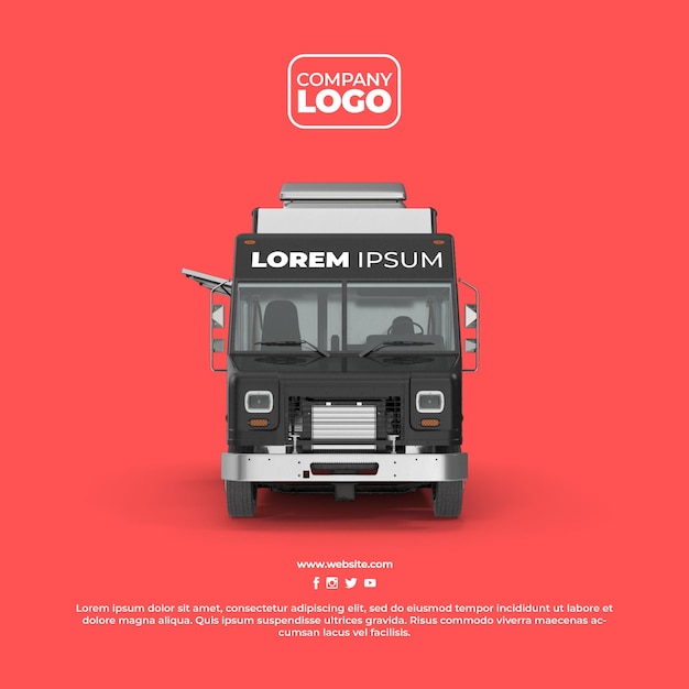 PSD psd street food truck mockup with alpha background