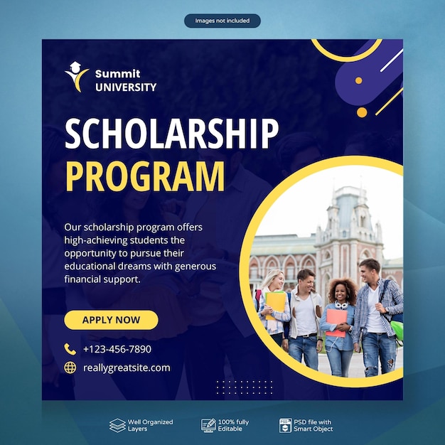 Psd study abroad education instagram post and social media post banner template design