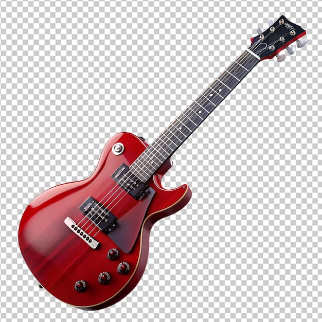 PSD psd di una elegante chitarra rossa su uno sfondo trasparente