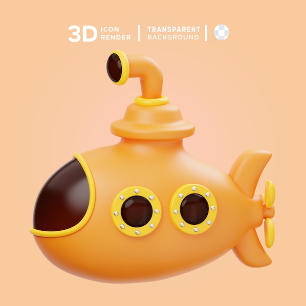 PSD psd submarine 3d illustration