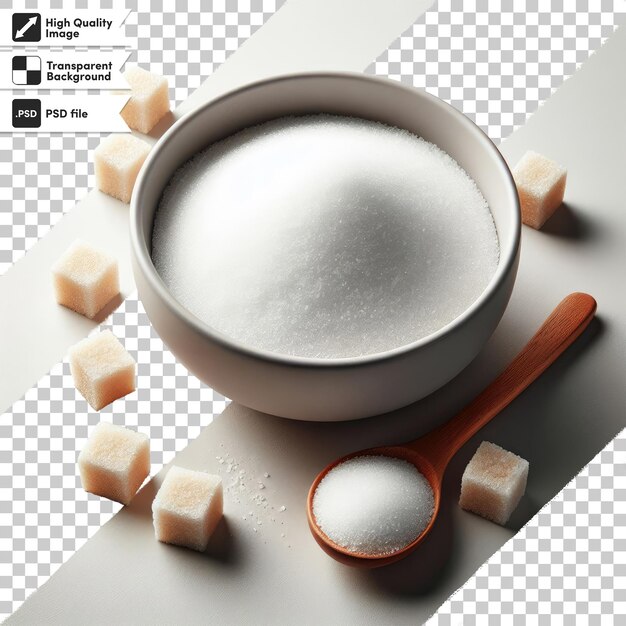 PSD psd sugar in a bowl on transparent background with editable mask layer